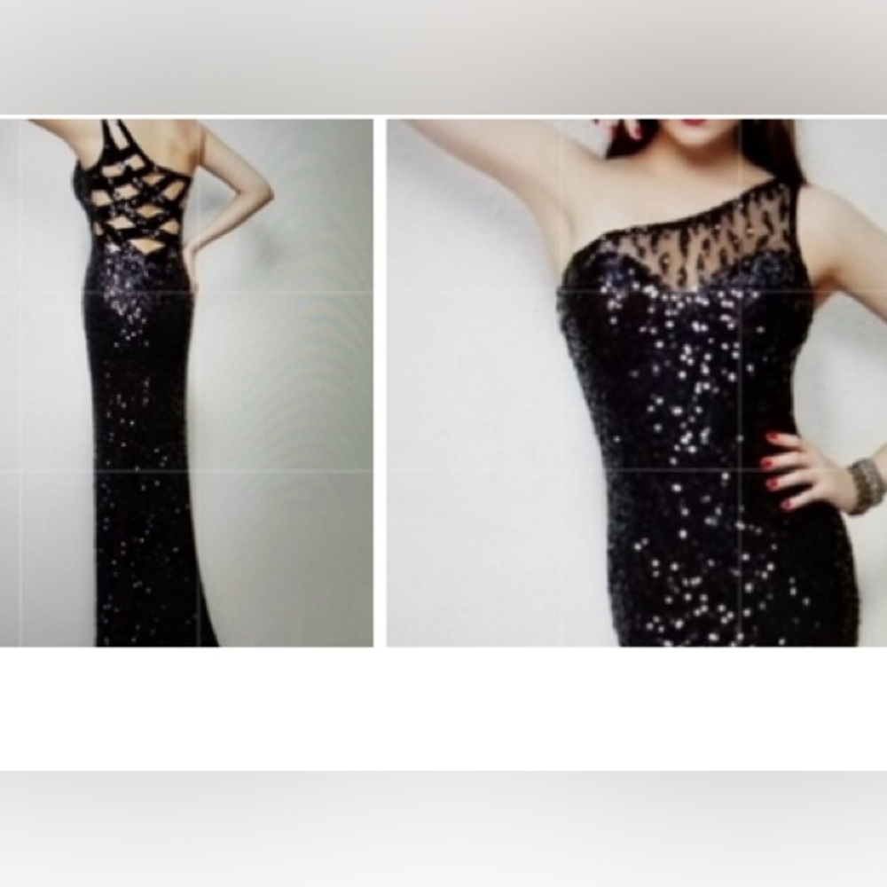 Elegant evening black sequin dress size 10-12